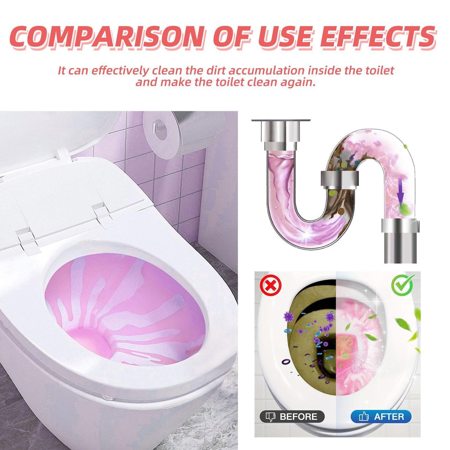 Toilet Cleaning Effervescent Tablets Toilet Cleaner Cleans Odors, Yellow Spots, Dirt, And Urine Stains