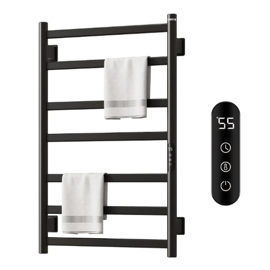SIOYIE Towel Warmer Bathroom Wall Mounted 7 Bars Electric Towel Drying, 150W 800 X500 MM Heated Towel Rack With Intelligent Touch Screen Timer And Temperature Control