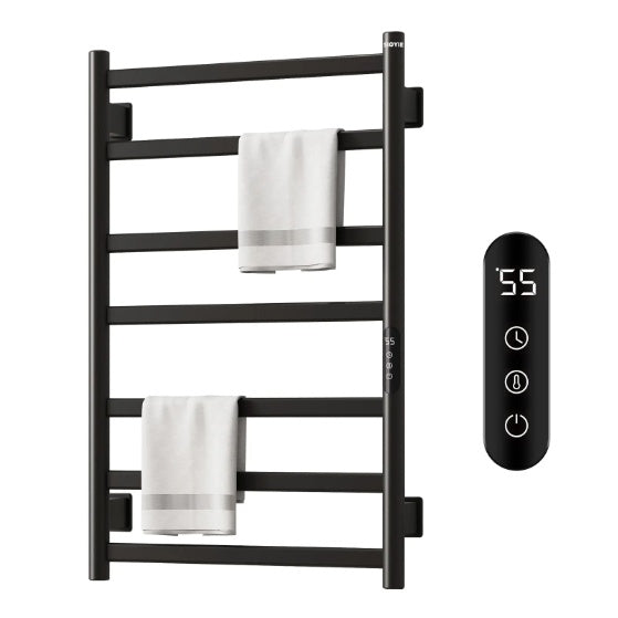 SIOYIE Towel Warmer Bathroom Wall Mounted 7 Bars Electric Towel Drying, 150W 800 X500 MM Heated Towel Rack With Intelligent Touch Screen Timer And Temperature Control