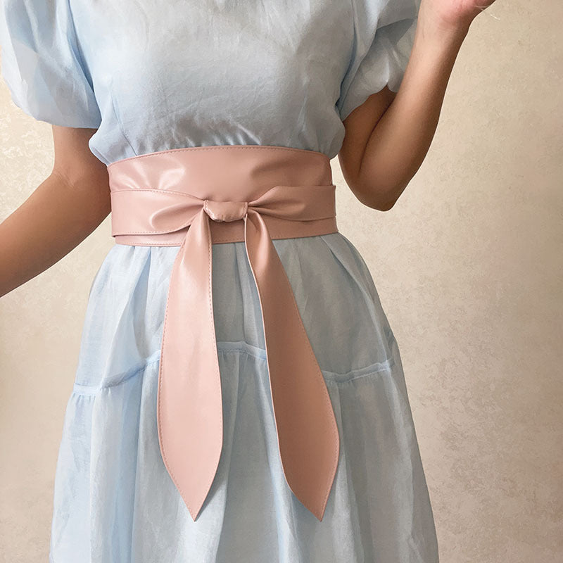 PU Wide Belt Coat Decoration Bandage Waist Seal With Dress