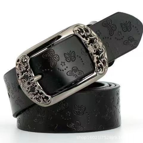 Retro Pin Buckle Printed Belt Fashion Casual Decorative Jeans Pant Belt