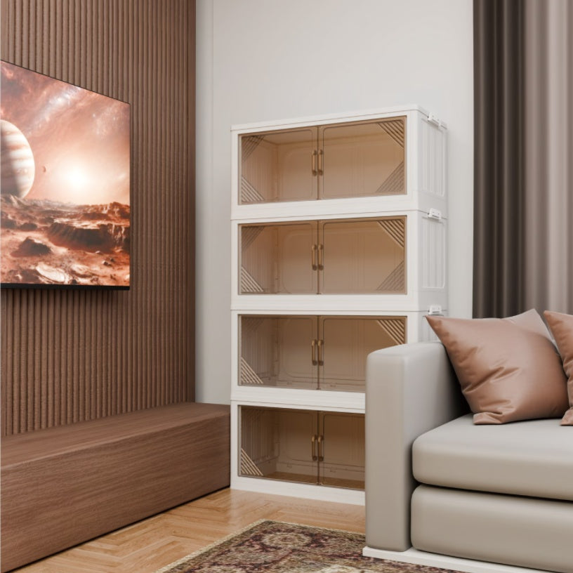 35.4 Inch Wide Clear Plastic Locker For Closet Organizer Storage, Folding Storage Box