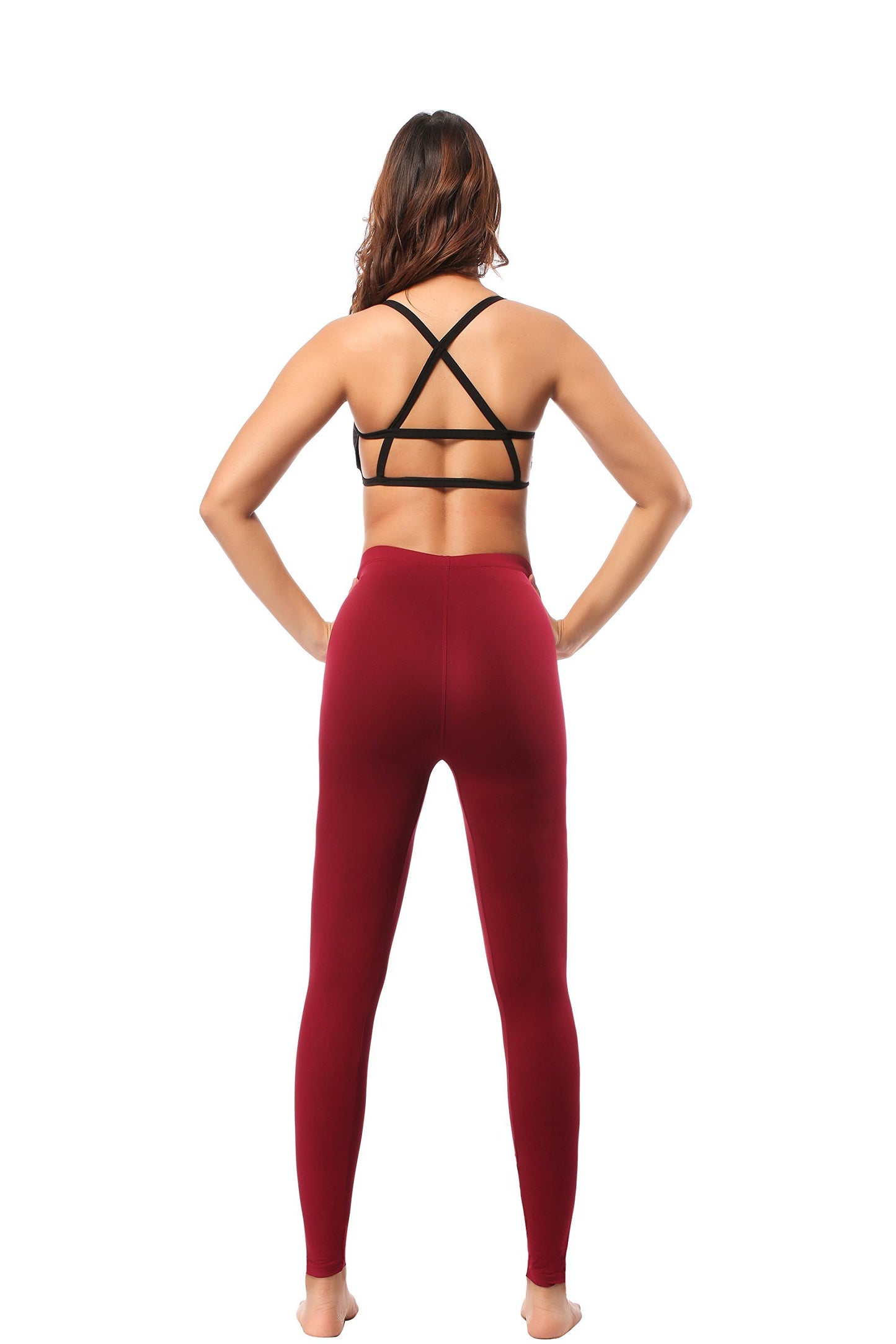 Leggings - Cropped Low-rise Solid Burgundy