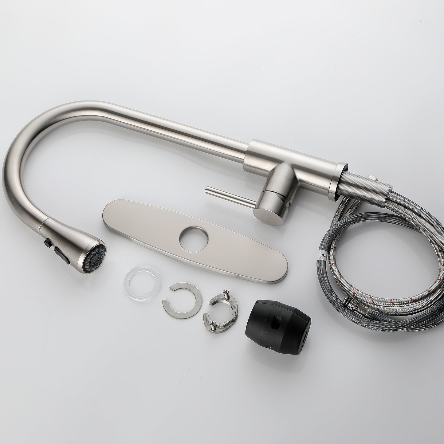 Single Handle High  Pull Out Kitchen Faucet, Single-stage Stainless Steel Kitchen Sink Faucet, With Pull Down Spray