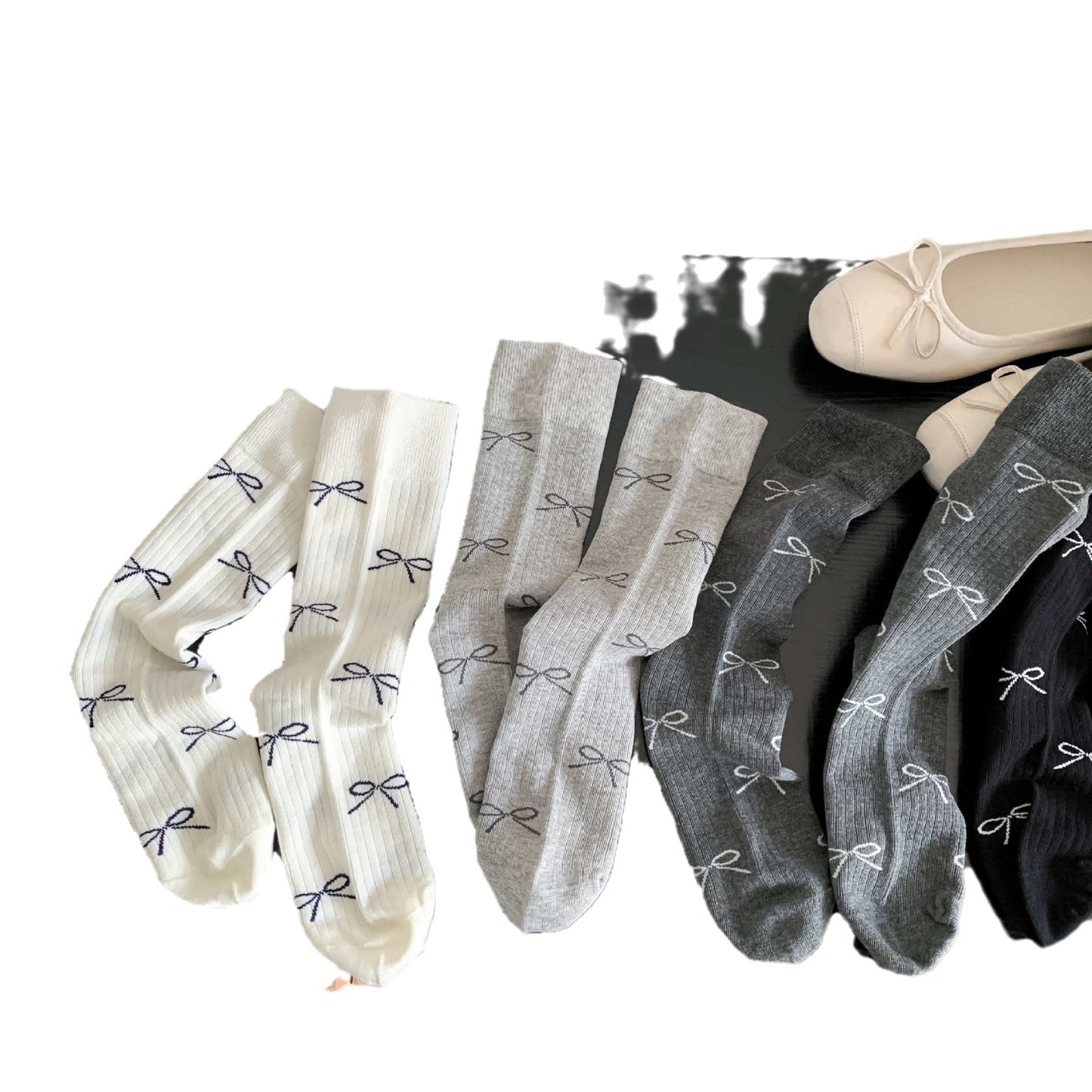 Women's Bowknot Mid-calf Length Loose Socks