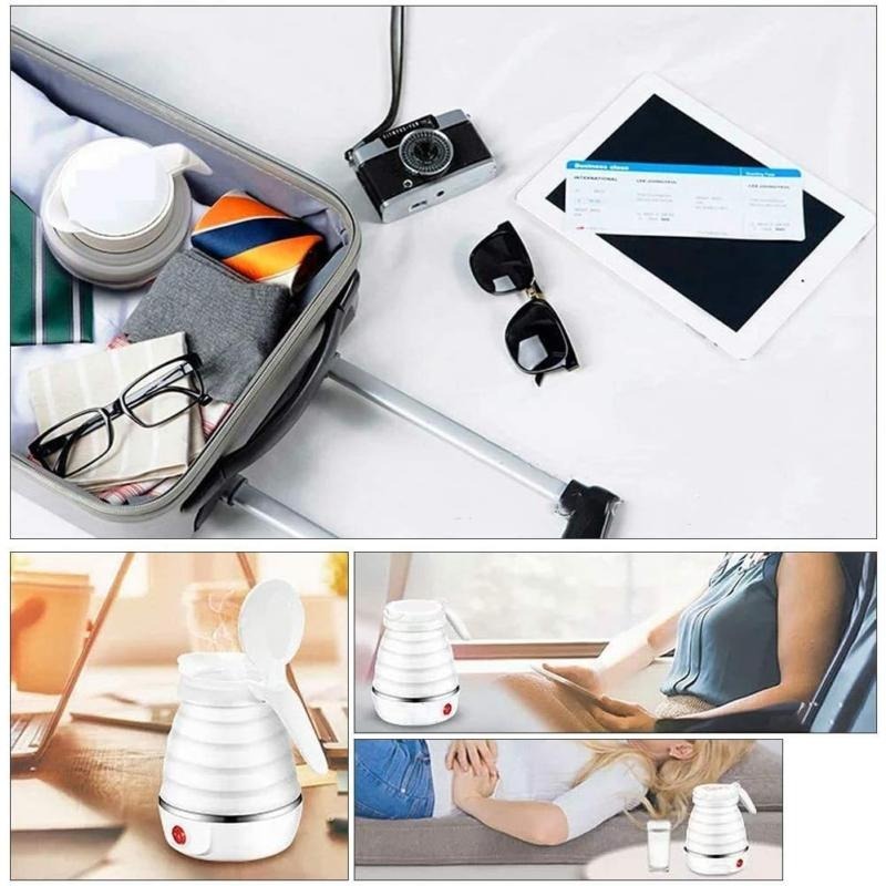 1pcs 600ML Collapsible Travel Electric Water Kettle Folding Camping Caravan Silicone