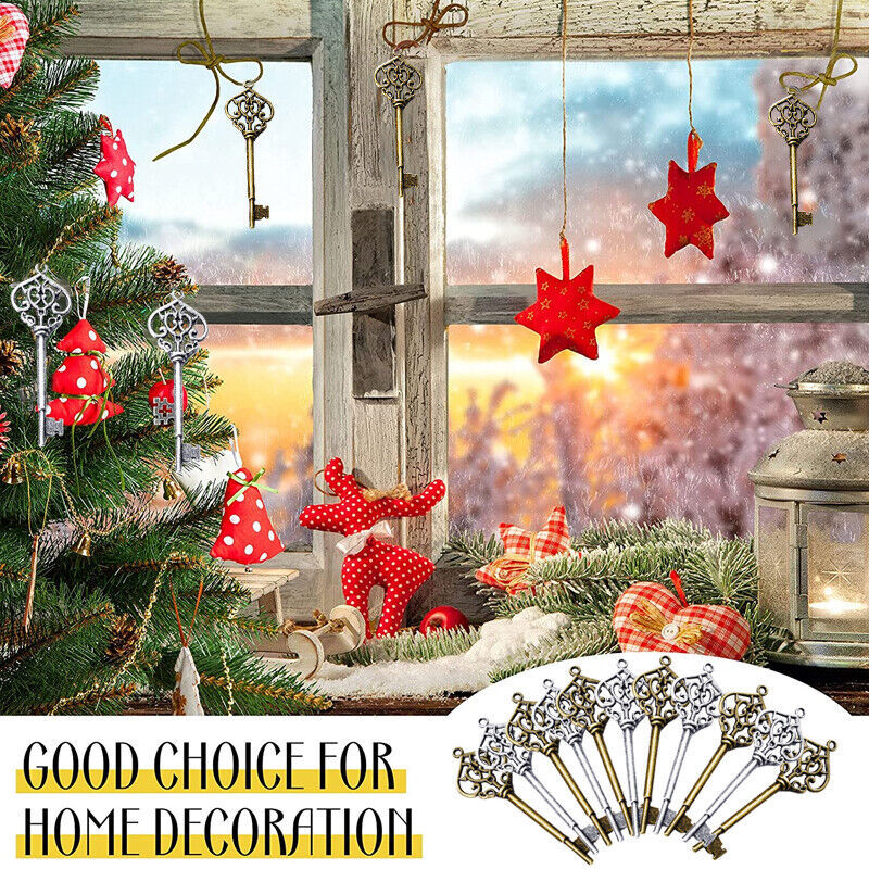 50X Santa Keys Charms Pendants Skeleton Tibetan Silver Large Xmas Charm Pendant