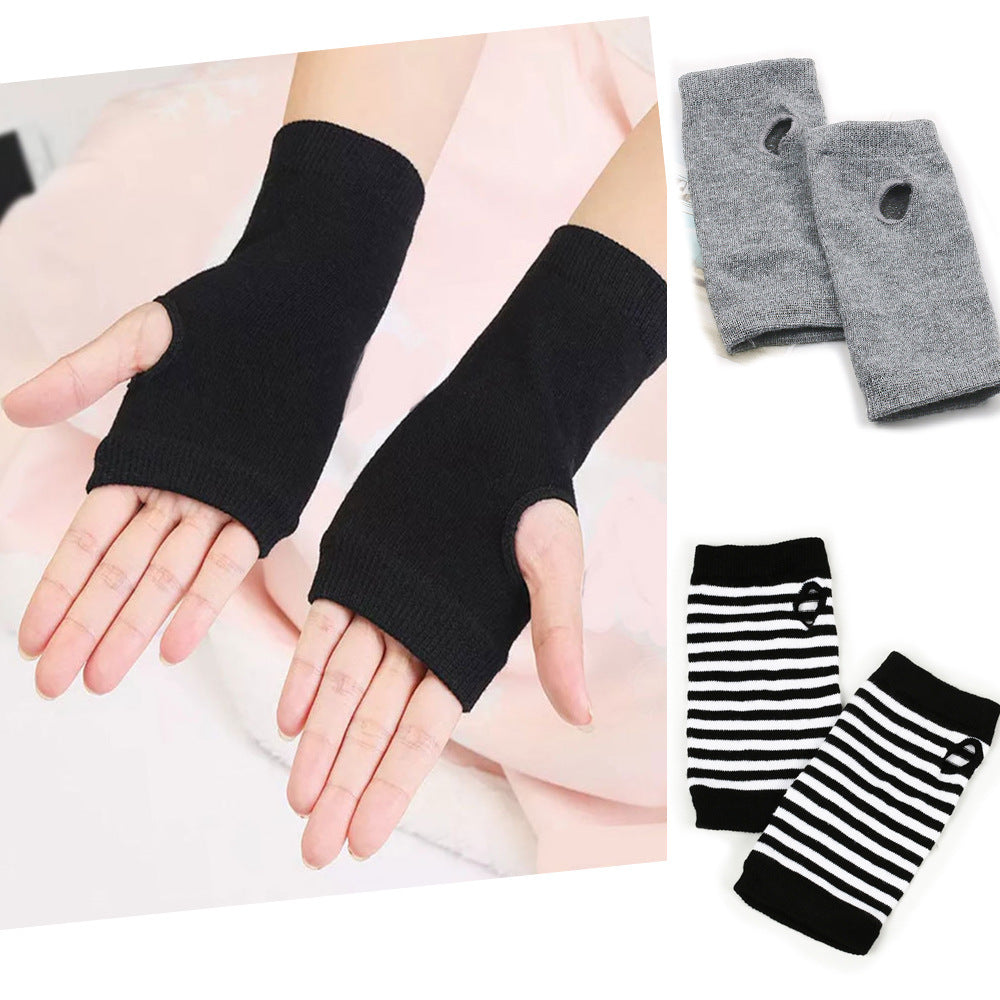 Men's And Women's Autumn And Winter Thin Spring And Summer Cotton Half Finger Sports Fingerless Gloves
