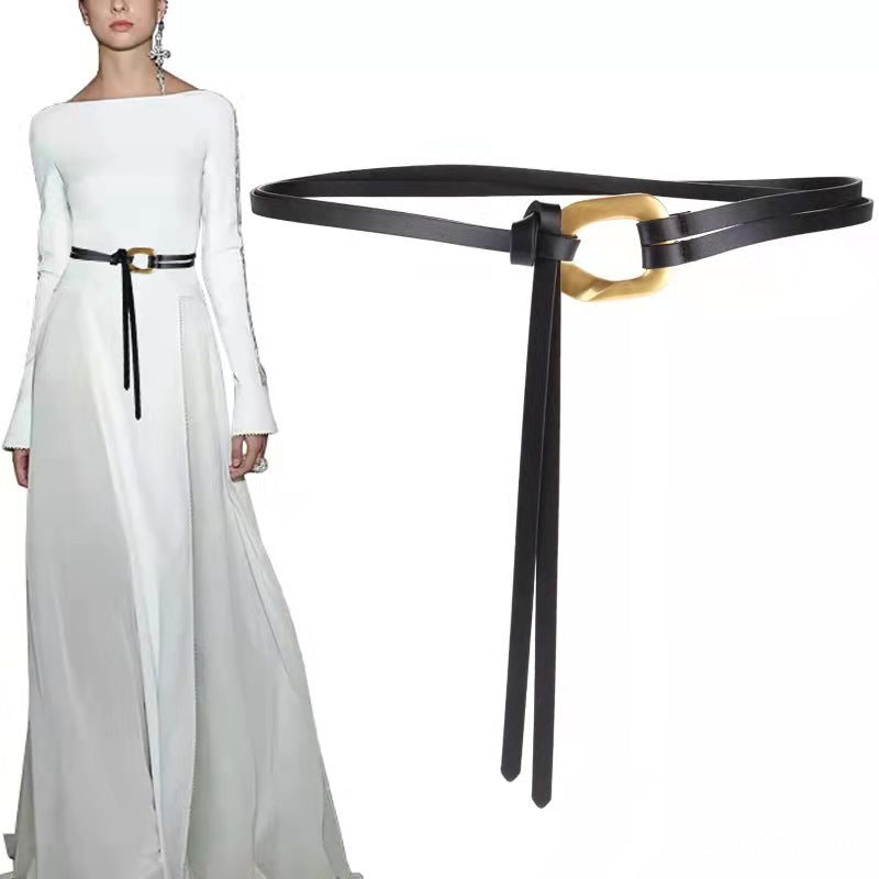 Fashionable And Novel Women's Knot Buckle Thin Belt