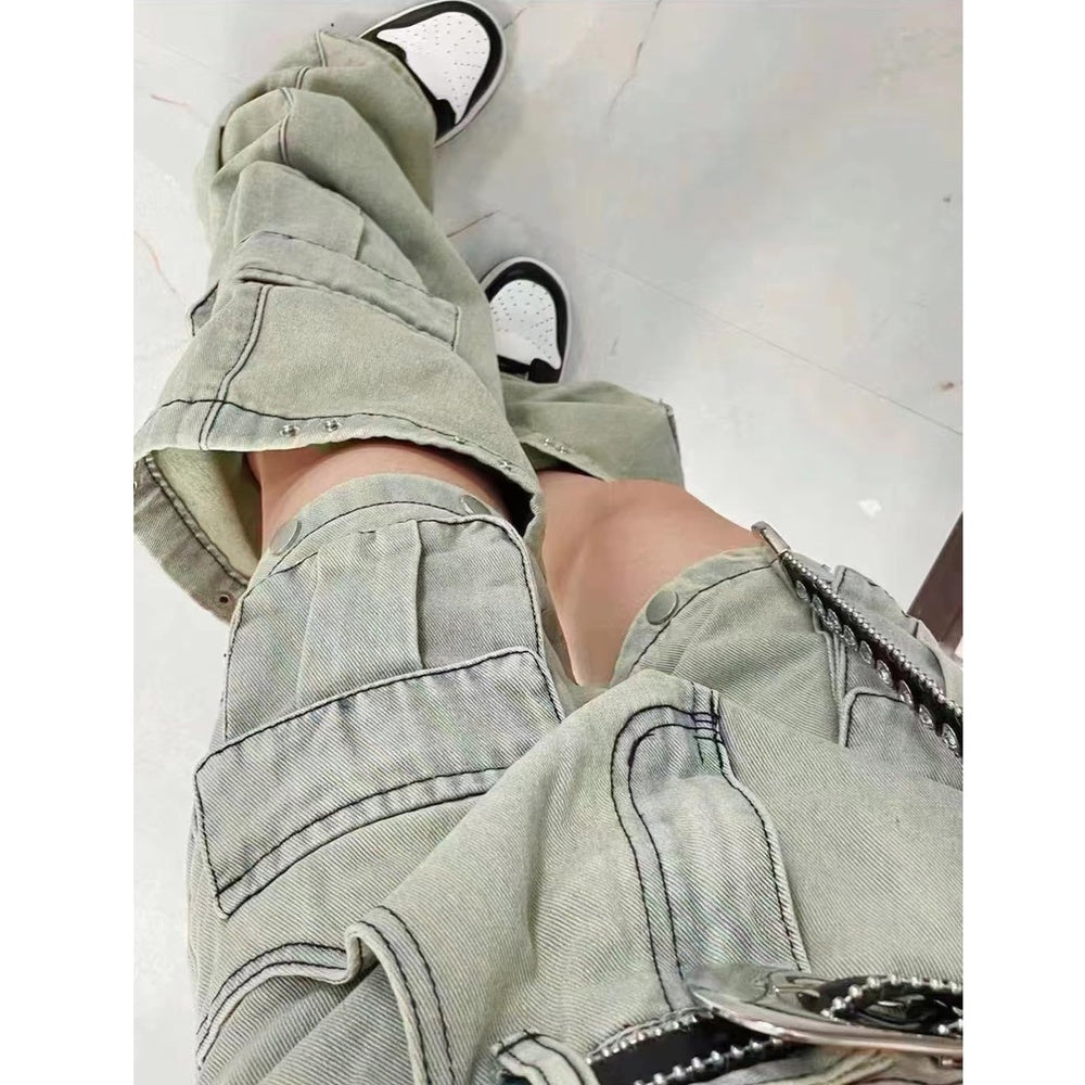 Women's High-Waist Cargo Pants, Loose Fit Convertible Pants With Zip-Off Legs To Shorts, Cotton Twill For All Seasons Forbidden Platform - Temu