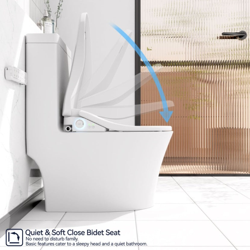 Smart Bidet Toilet Seat With Side Knob Adjustable Heated Seat With Water Temperature And Pressure Adjustment Portable Bidet With Automatic Nozzle Cleaning