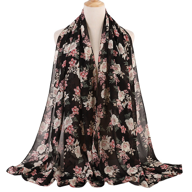 Breathable Chiffon Small Floral Long Towel