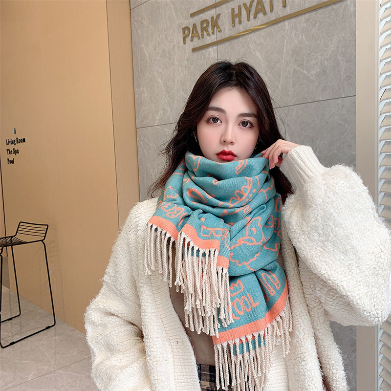 Printed Cashmere Shawl For Sun Protection In Autumn And Winter