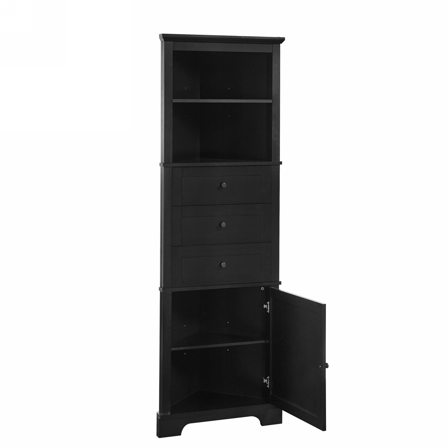 Black Triangular High Cabinet With 3 Drawers And Adjustable Shelves, Suitable For Bathroom, Kitchen Or Living Room, Prohibited Platform Temu