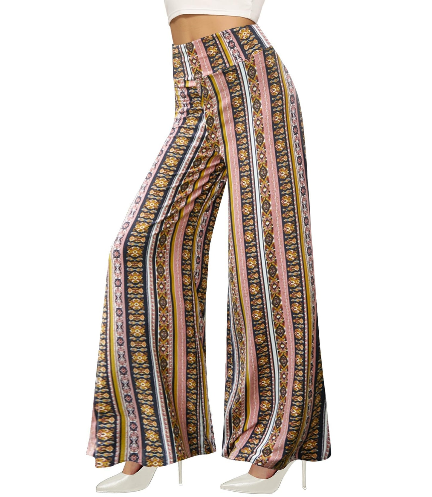 Wide-leg Pants - Skirt Printed With Pink Vintage Flowers