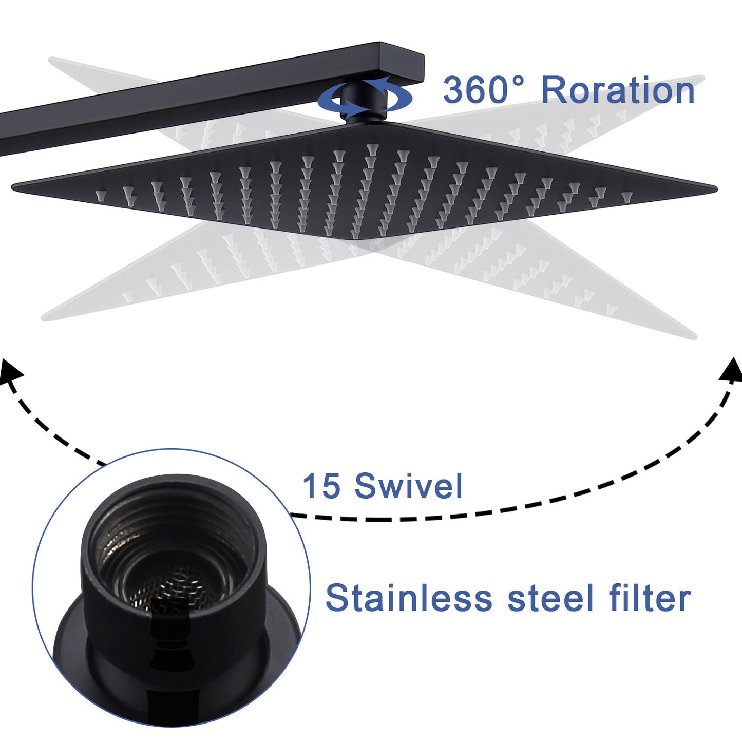 Shower System Shower Faucet Combo Set Wall Mounted With 10  Rainfall Shower Head And Handheld Shower Faucet  Matte Black Finish With Brass Valve Rough In