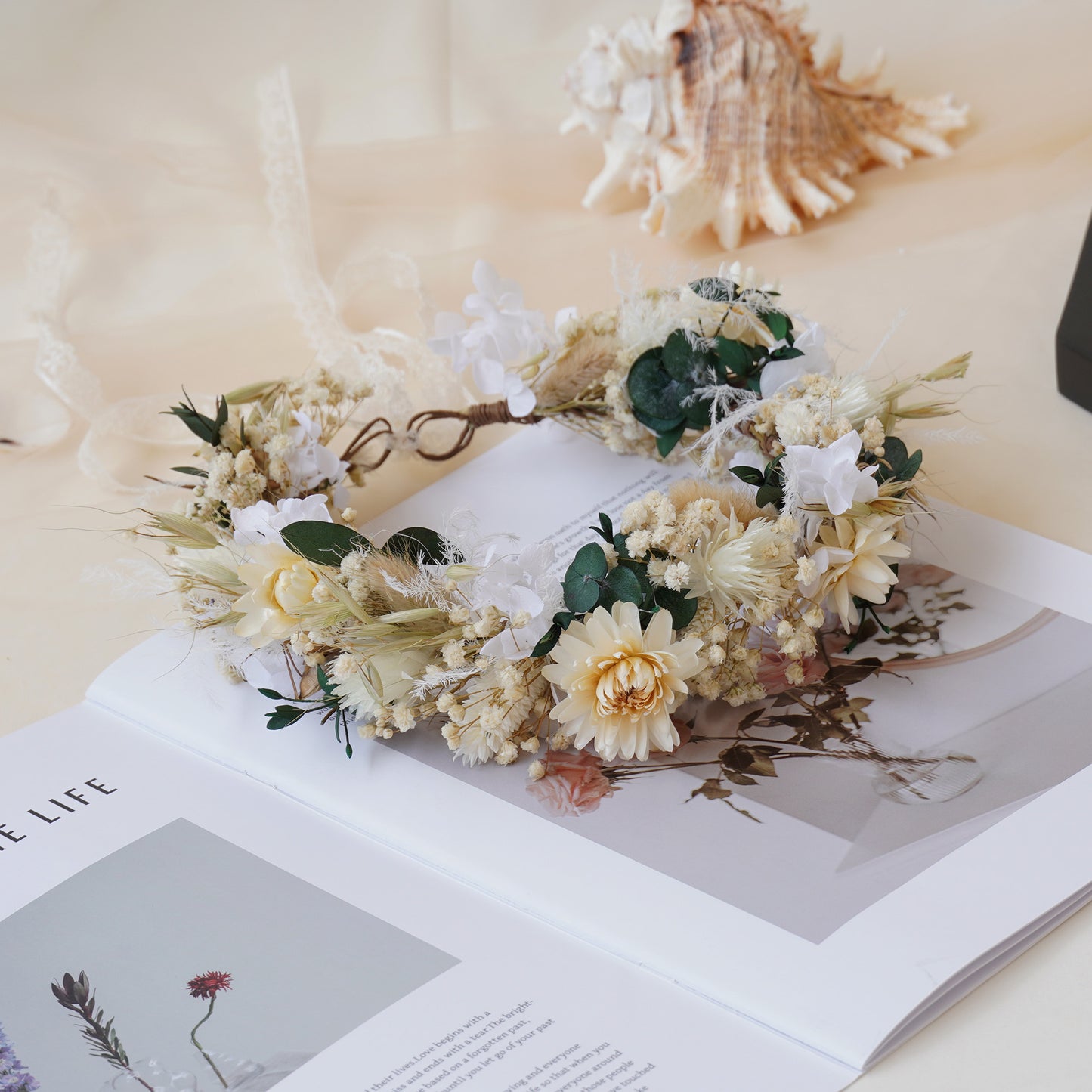 Baby Breath Crown, Dried Crown, Bride Crown, Wedding Crown, Daily Crown, Party Crown, Birthday Crown.