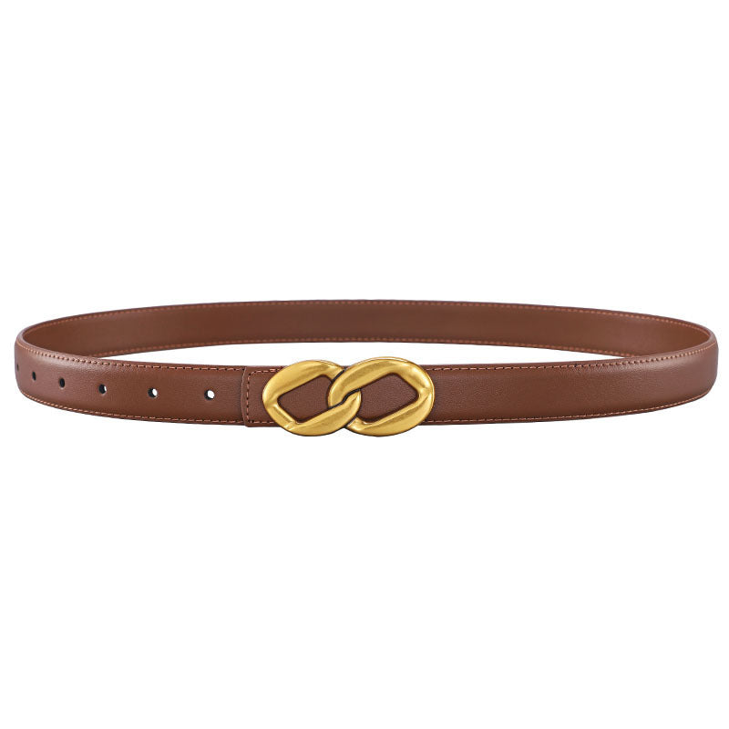 Women's Retro Smooth Buckle Cowhide Belt
