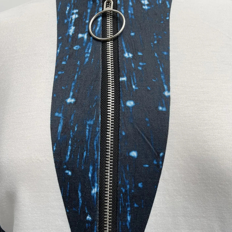 Women's Long Sleeve Shirts Zipper Color Block V Neck Tunic Tops Casual Blouse