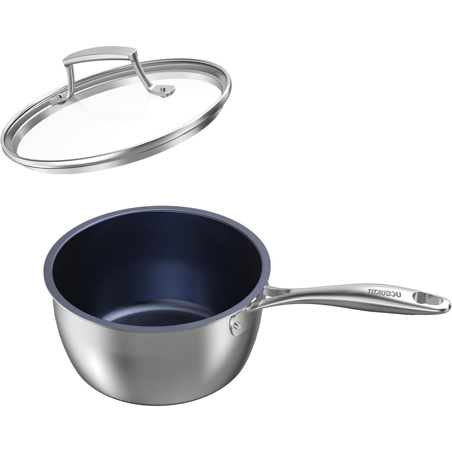 2.2 Quart Titanium Alloy Stainless Steel Multifunctional Household PFOA-free Non-stick Frying Pan With Lid, Dishwasher-safe, Oven-safe, Suitable For All Stovetops