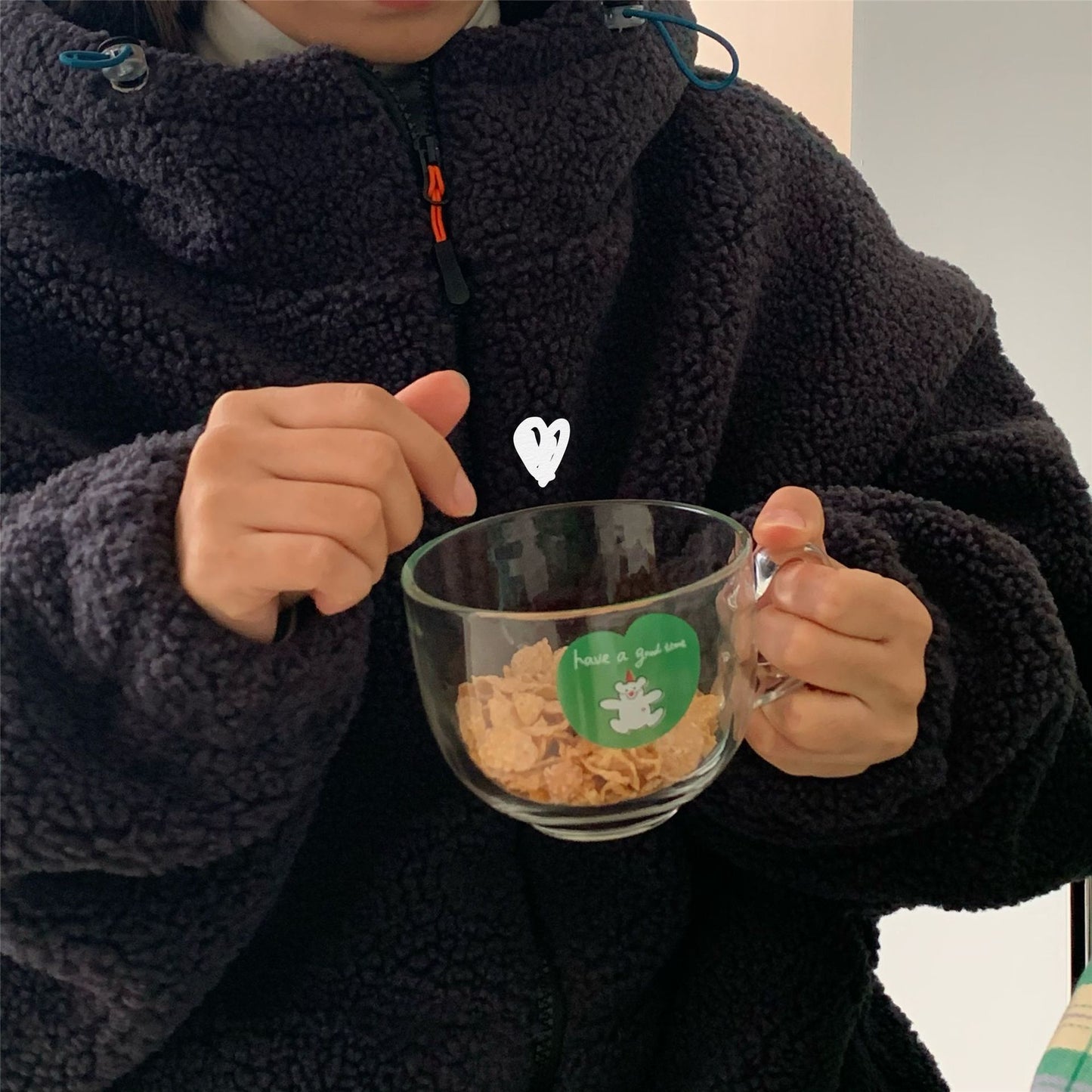 Large Capacity Bring A Glass Breakfast Milk Cup Japanese Girl Cup