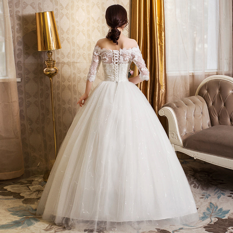 One-shoulder lace slim skirt