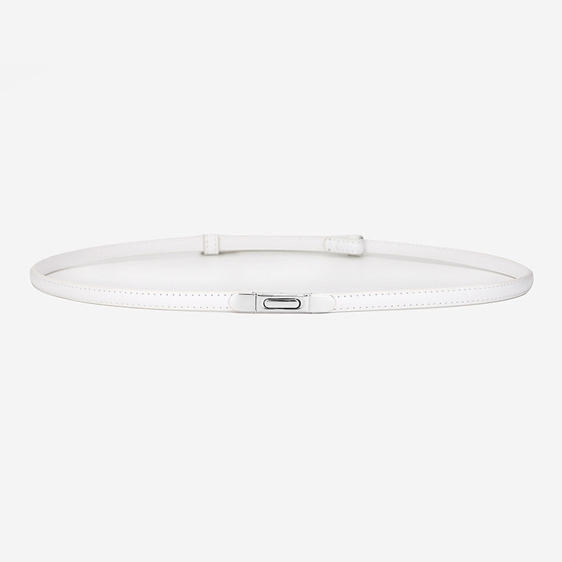 Women's Thin Genuine Leather Dress Simple Suit Coat Waist Belt