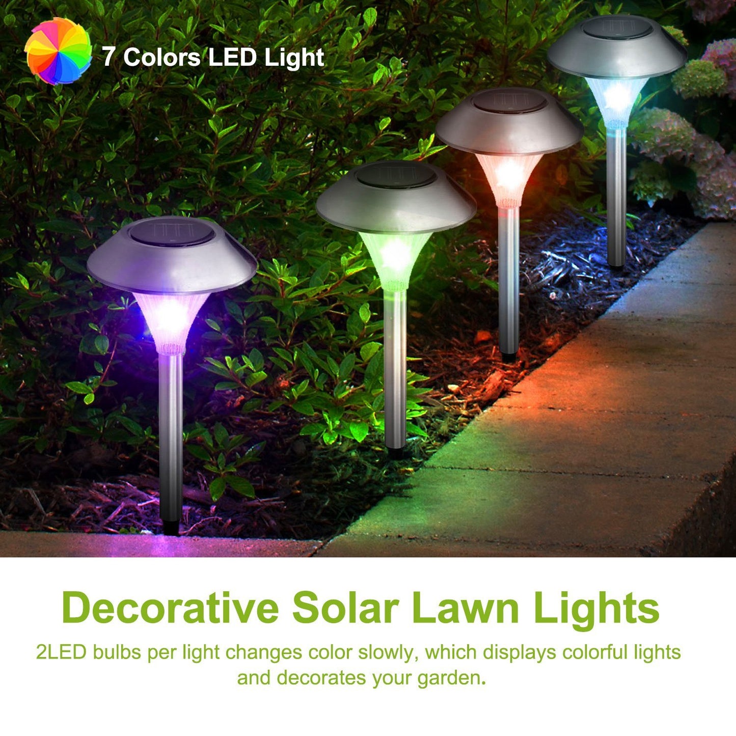 12Pcs 8Pcs 4Pcs Solar Garden Lights IP44 Waterproof 7 Color Changing For Yard Driveway Walkway