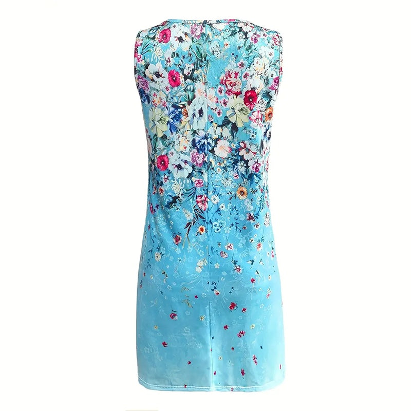 Women's Sleeveless Floral Print Boho Sundress Casual Loose Fit Summer Tank Dress