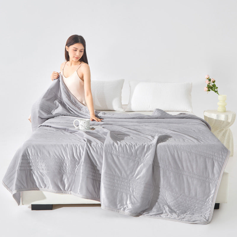 Solid Color Airable Cover Machine Washable Summer Ice Silk Thin Quilt