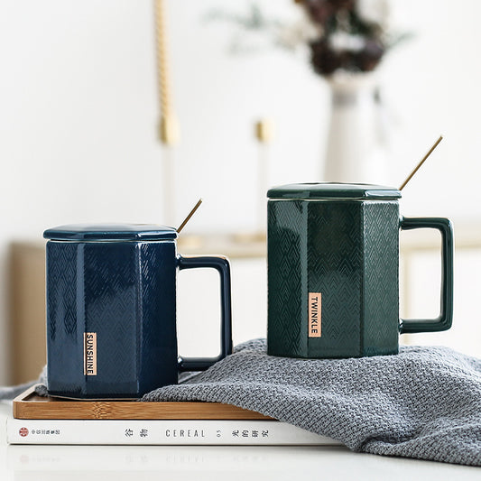 Ceramic Cup With Lid Spoon