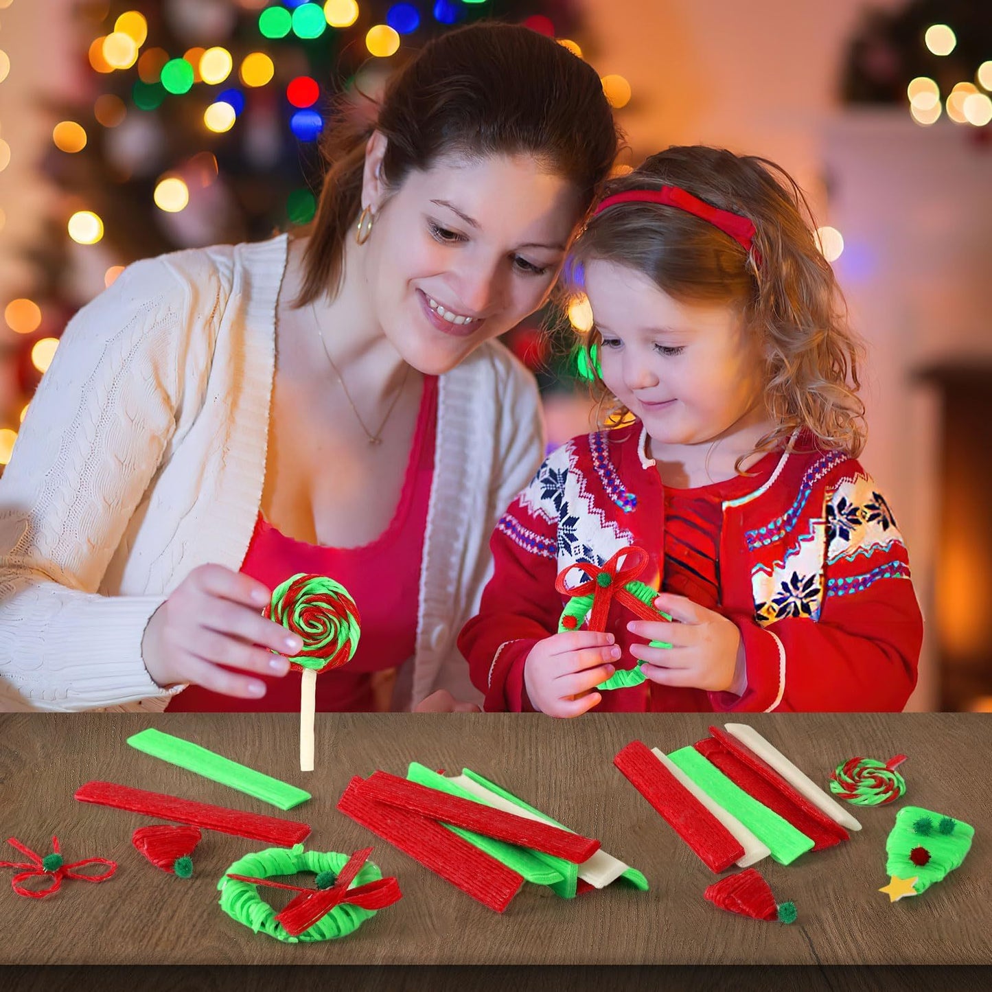 UPINS Wiki Sticks,  Christmas Wax Craft Sticks Red Green White Bendable Sticky Wax Yarn Sticks With Storage Bag For DIY School Project Art Craft Supplies Visit The UPINS Store,Amazon Is Banned