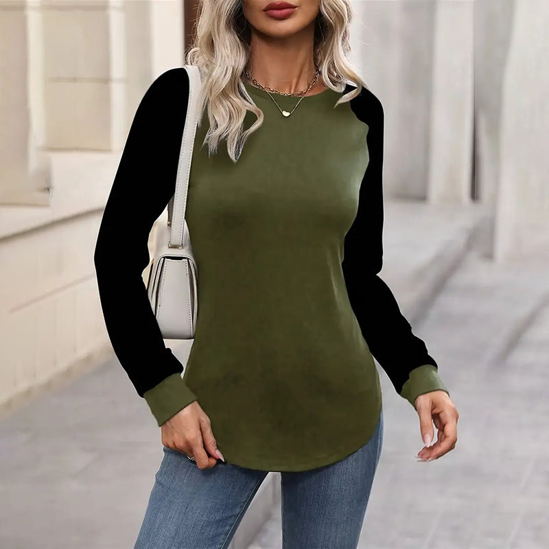 2 Pack Women's Long Sleeve Shirts, Casual Loose Fit Tunic Tops Crew Neck Trendy Tee Solid Color Pullover Shirts