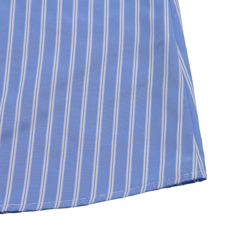 Women's Striped Tie Front Puff Sleeve Summer Casual Mini Dresses Loose Flowy Sundress