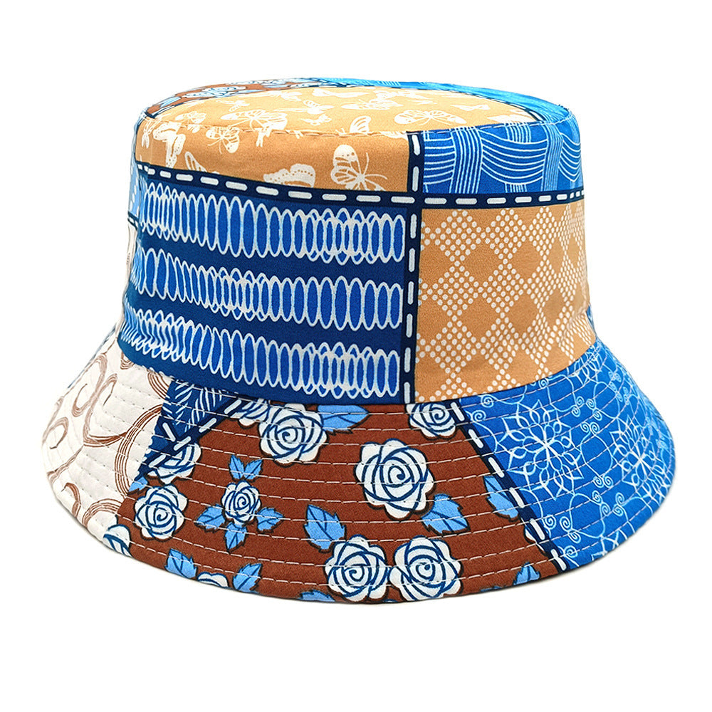 Geometric Bucket Hat Color Matching Printing Double-sided Wear Bucket Hat