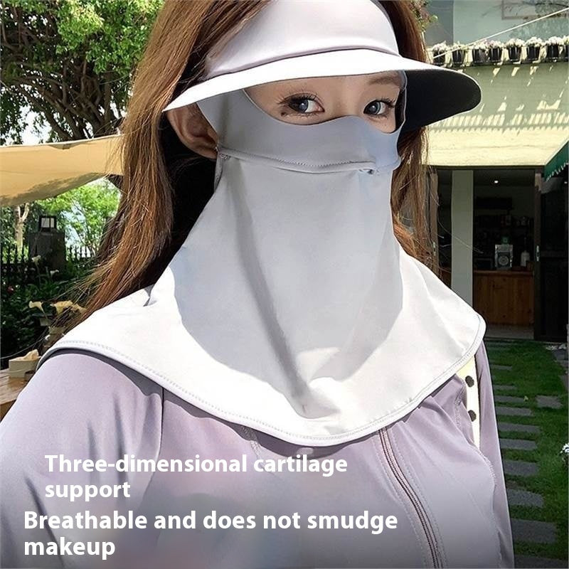 Vinyl Mask Soft Top All-inclusive Integrated Neck Protection Ice Silk UV-proof Outdoor Sun Hat