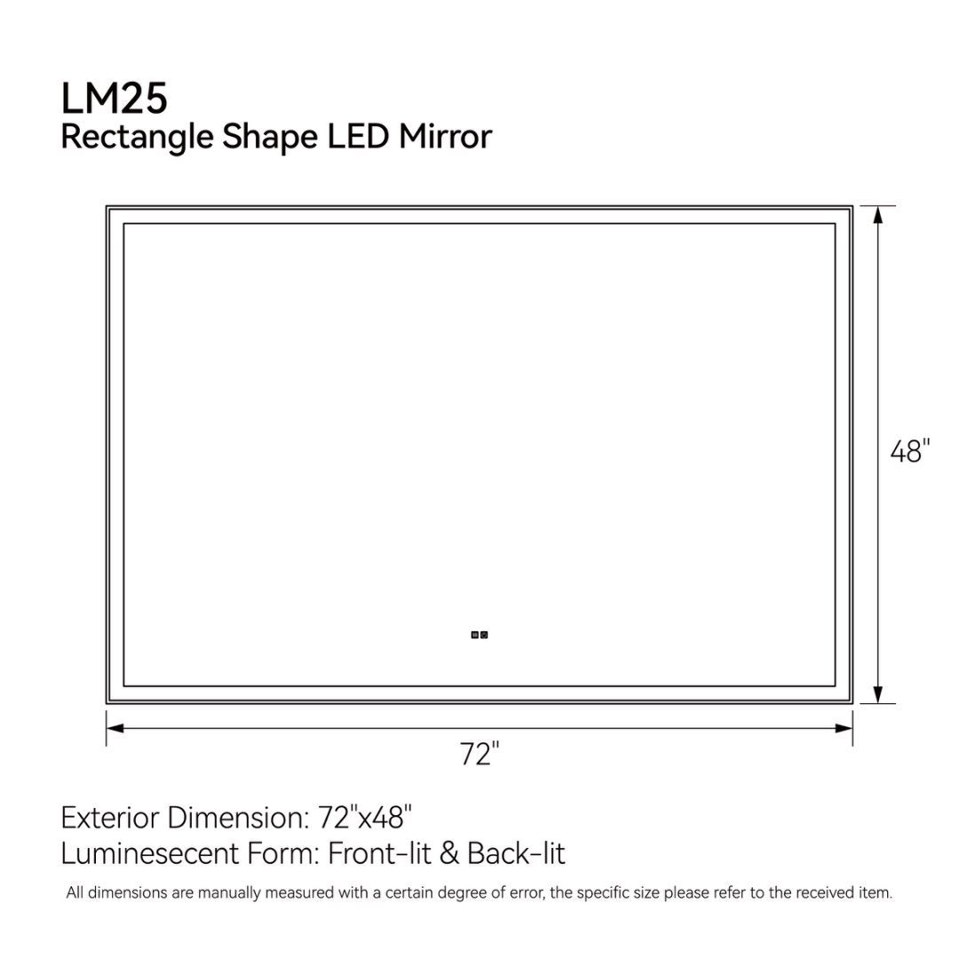 Modern LED Smart Mirror Bathroom Mirror, Front Lit & Back Lit With 3 Color Adjustable, Memory Function, Anti-Fog, Time Mode Control