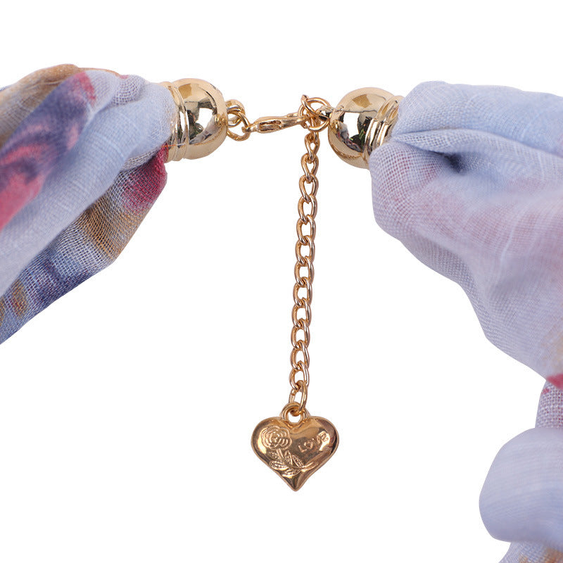 Ethnic Peach Heart Jewelry Necklace Scarf Female