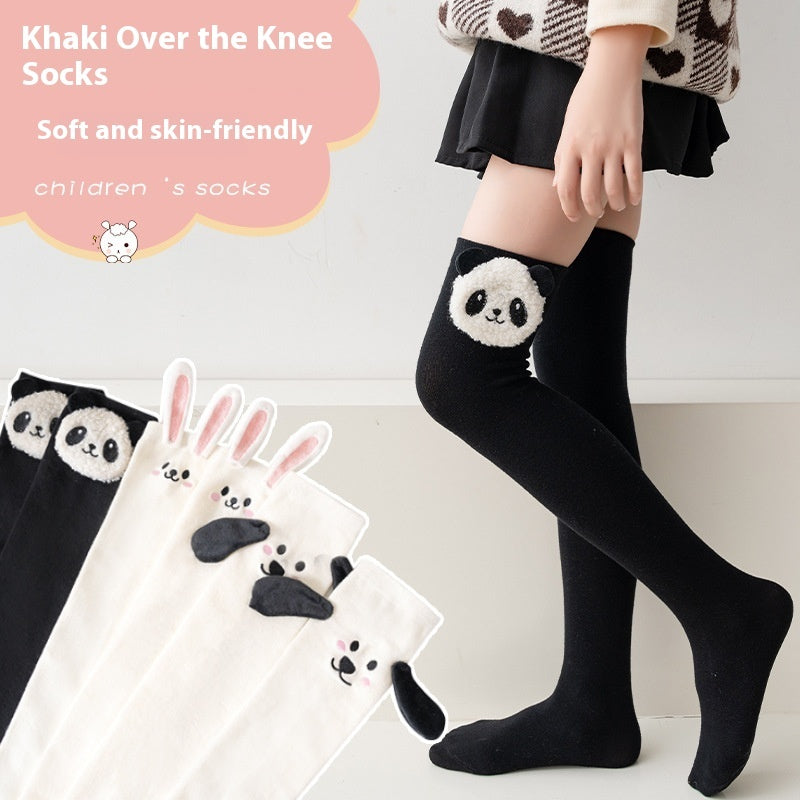 Cute Girl Cartoon Unique Panda Puppy Bunny Princess Style Long Socks