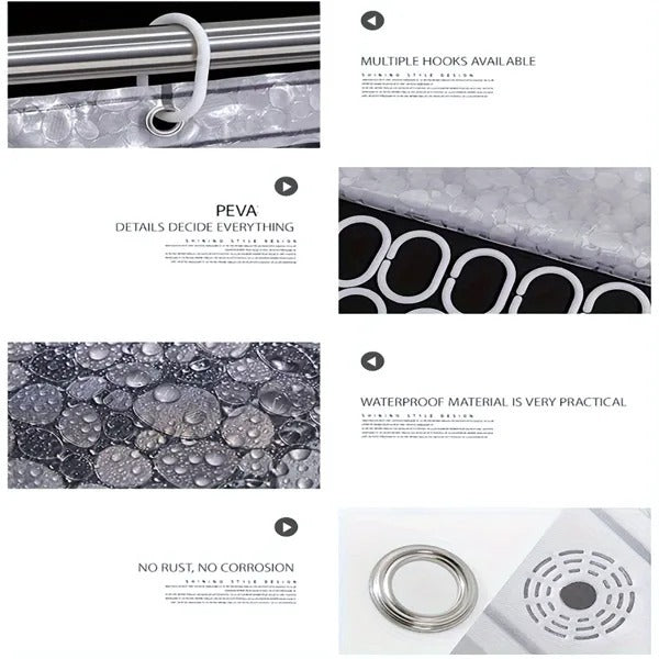 3D Pebble Pattern Shower Curtain Liner