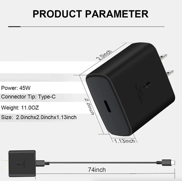 45W USB-C Super Fast Wall Charger And 6FT Cable For  Galaxy S20 S21 S22 S23
