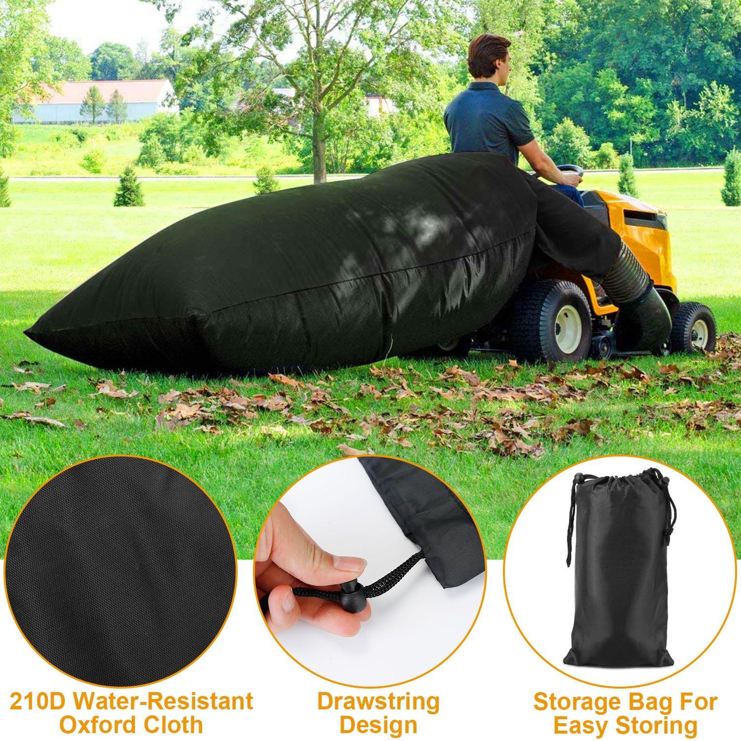 1Pc Lawn Tractor Leaf Bag 54 Cubic Feet Standard Garden Waste Collecting Bag With 112in Opening For Riding Lawn Mower Rubbish Bag Outdoor