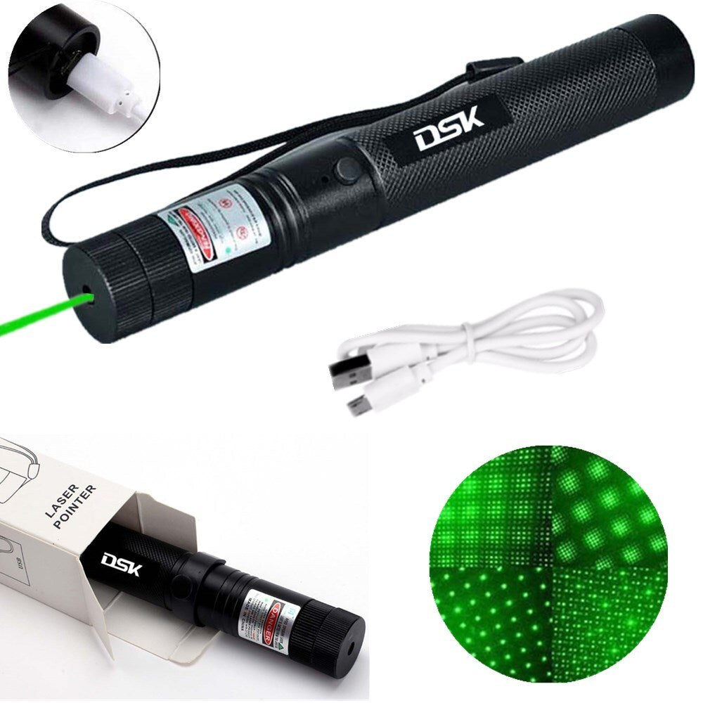 USB Rechargeable Green Laser Pointer Pen Light 990Miles 532NM Astronomy Visible Beam Light 1mw Flashlight