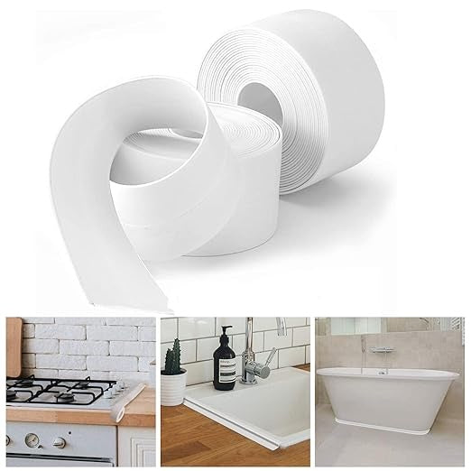 Bath & Kitchen Caulk Tape Sealant Strip, PVC Self-Adhesive Tub & Wall Sealing Tape, Shower Tile Sealer   -2PCS-Selling On Temu Is Prohibited