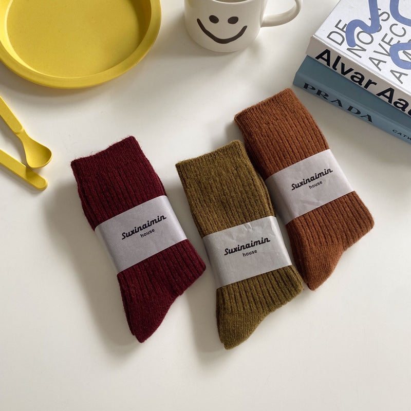 Women's Japanese-style Solid Color Wool Socks