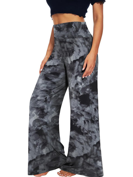 Wide-leg Trousers - Skirt Printed With Black Tie-dye