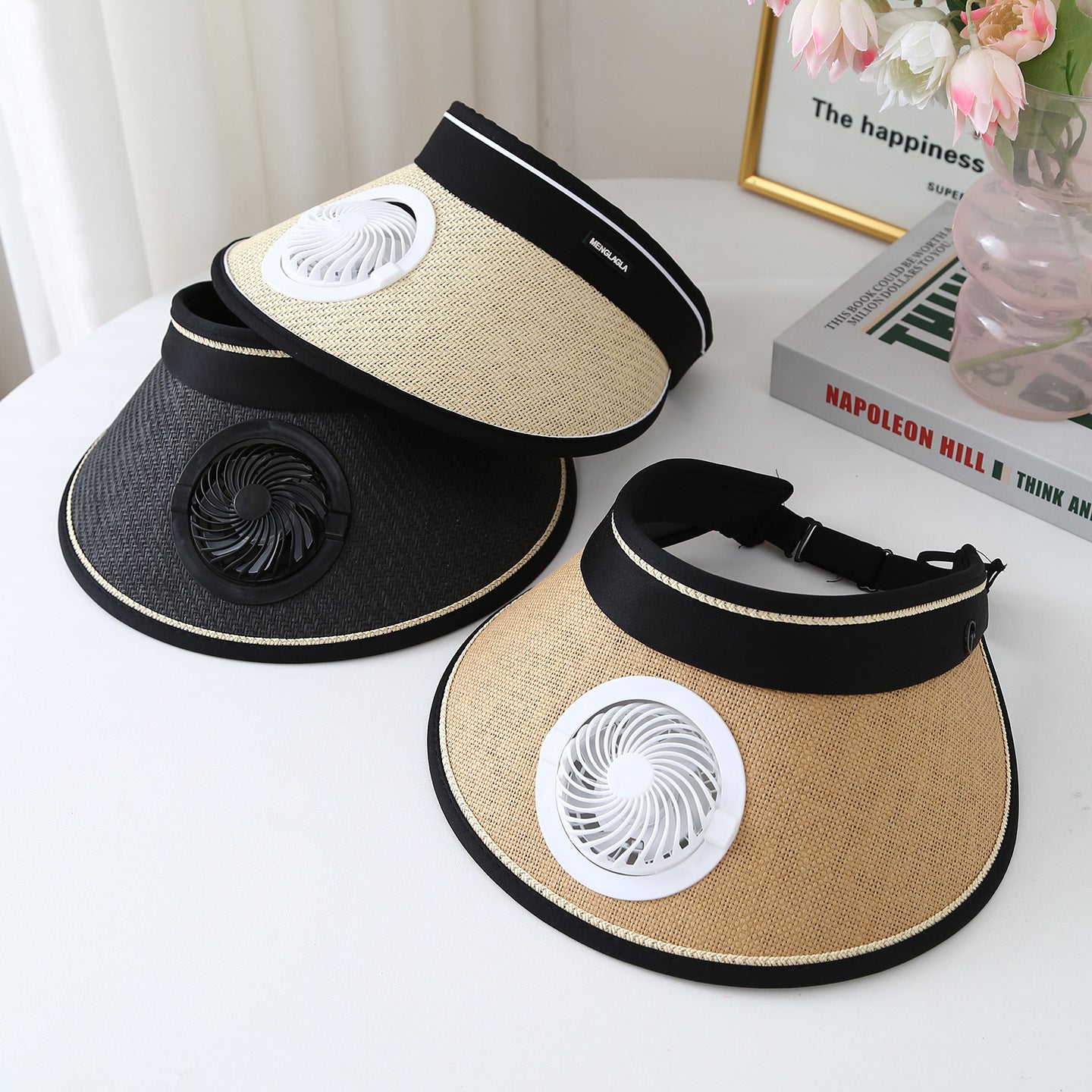 USB Charging Cap With Fan Female Sunshade Light Breathable