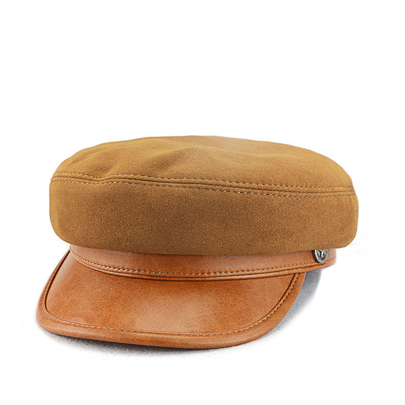 Sheepskin Suede British Net Red Tide Retro Peaked Cap