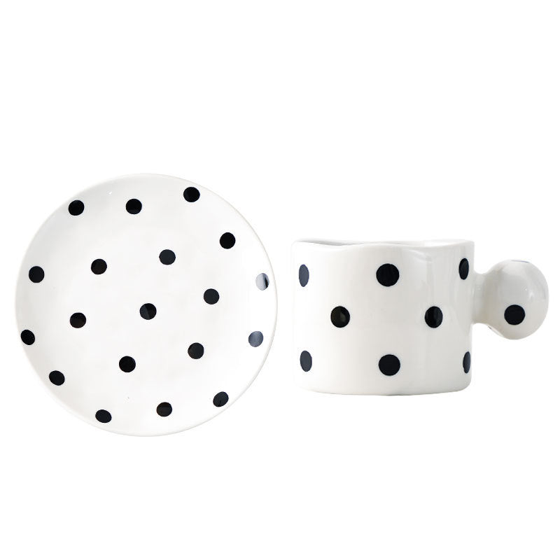 Niche Polka Dot Striped Couple Cup And Saucer