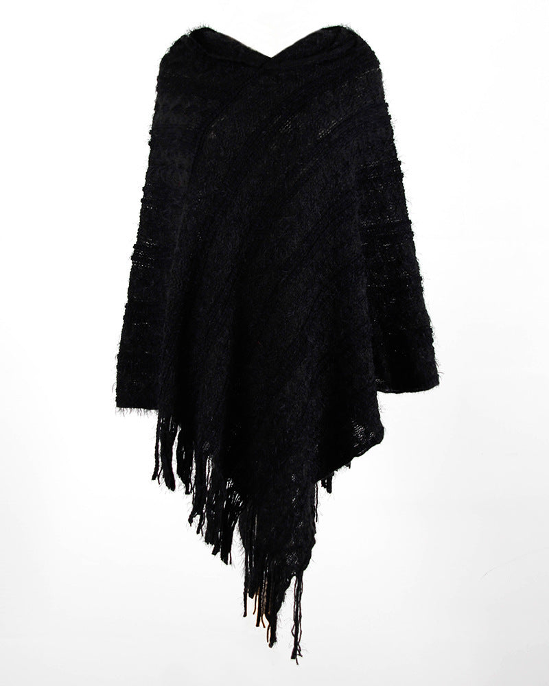 Hooded cape tassel cloak